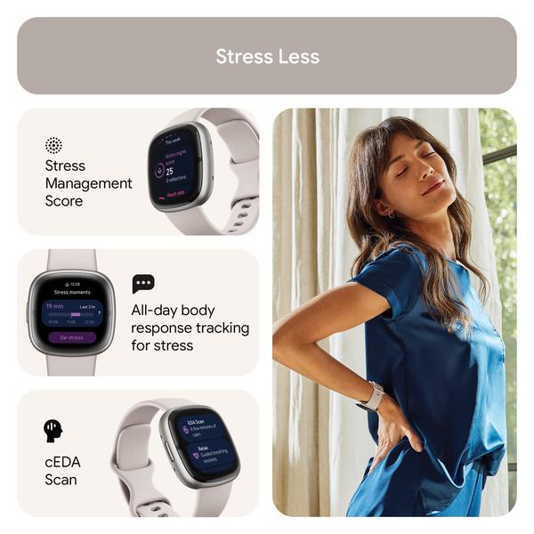 Imagem de Smartwatch Fitbit Sense 2 Advanced Health ECG SpO2 GPS - Branco