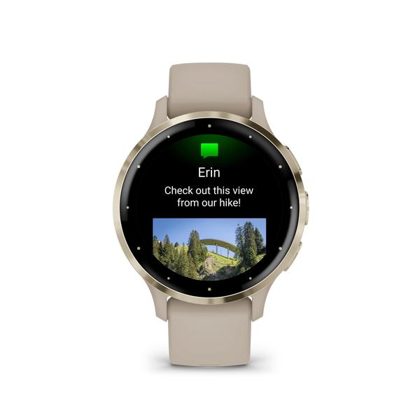 Imagem de Smartwatch Garmin Venu 3S Soft Gold com caixa cinza francês de 41 mm