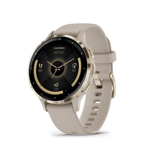 Imagem de Smartwatch Garmin Venu 3S Soft Gold com caixa cinza francês de 41 mm