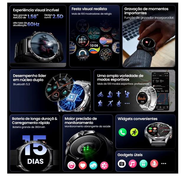 Imagem de Smartwatch Haylou Solar 5, Amoled 1,58 Ip68 À Prova D'água, Chamadas Blueto, Lançamento 2025 - Prata