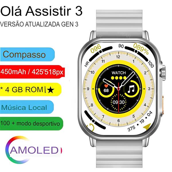 Imagem de Smartwatch Hello Watch 3 Ultra Amoled 4gb Original + 2 Pulseiras