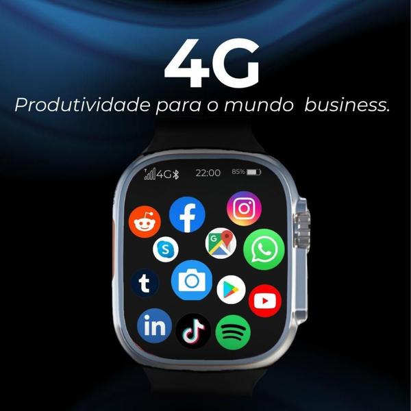 Imagem de Smartwatch Horizon 16GB chip 4G celular de pulso apps play store Camera integrada tela amoled 49mm + 2 Pulseiras