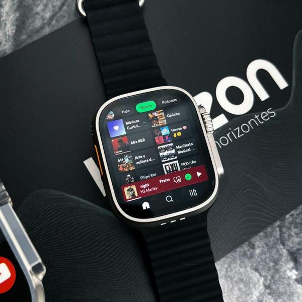 Imagem de Smartwatch Horizon 16GB chip 4G celular de pulso apps play store Camera integrada tela amoled 49mm + 2 Pulseiras