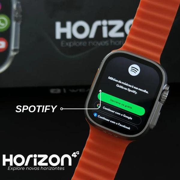 Imagem de Smartwatch Horizon 16GB chip 4G celular de pulso apps play store Camera integrada tela amoled 49mm + 2 Pulseiras