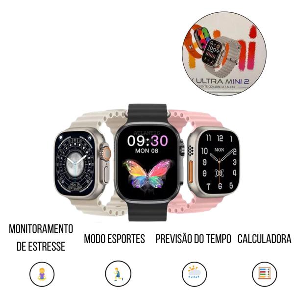 Imagem de Smartwatch HW Ultra Mini 2  7 pulseiras inclusas para customizar seu look!