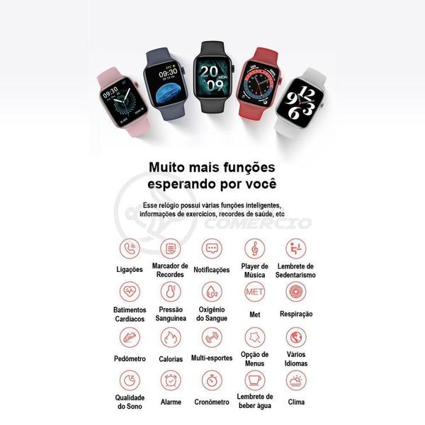 Imagem de Smartwatch Hw22 Rosa Troca Pulseira Android Ios Cardíaco