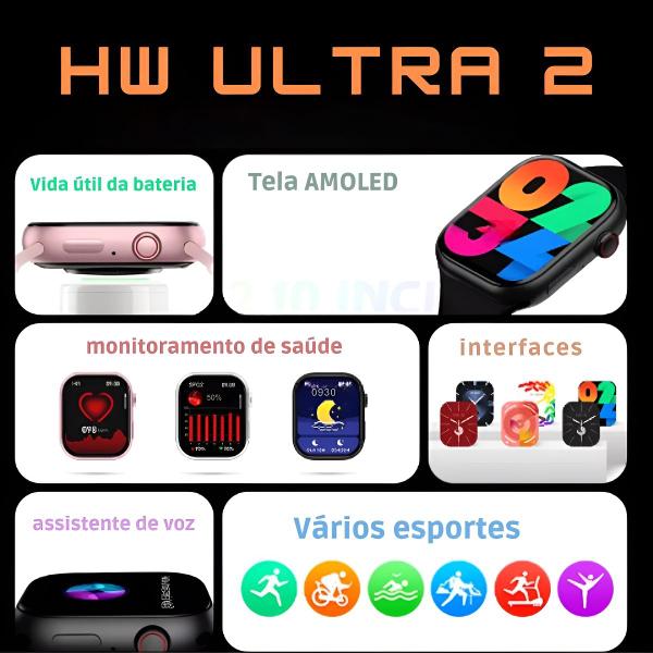 Smartwatch HW9 Pro Max 49mm, Masculino e Feminino, Módulos Esportivos e Recebe Notificações de Rede Social - HPS Store Imagem de Smartwatch HW9 Pro Max 49mm, Masculino e Feminino, Módulos Esportivos e Recebe Notificações de Rede Social