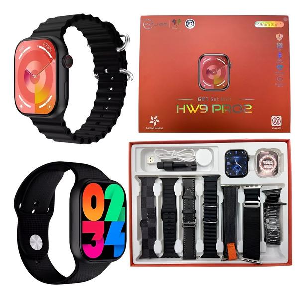 Smartwatch HW9 Pro Max 49mm, Masculino e Feminino, Módulos Esportivos e Recebe Notificações de Rede Social - HPS Store Imagem de Smartwatch HW9 Pro Max 49mm, Masculino e Feminino, Módulos Esportivos e Recebe Notificações de Rede Social