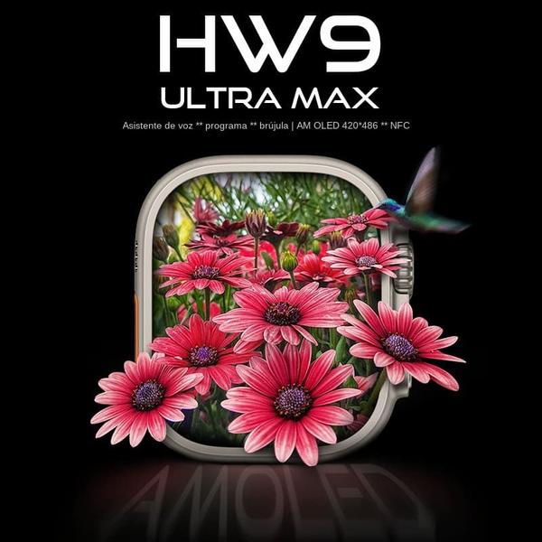 Imagem de Smartwatch Hw9 Ultra Max 49mm Pulseira Extra Troca Tela de Fundo + Pulseira Extra