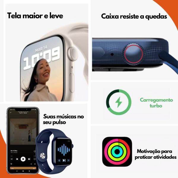 Imagem de SmartWatch Inteligente original 8Max Android IOS + Pulseira Oceano 44mm