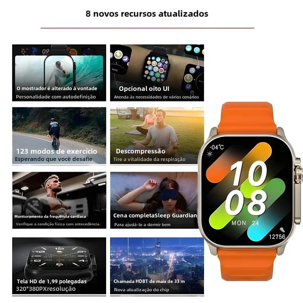 Imagem de Smartwatch IWO Ultra 9 Gen 2 2024 - Tela HD de 2,2 Polegadas com GPS, NFC e À Prova D'Água