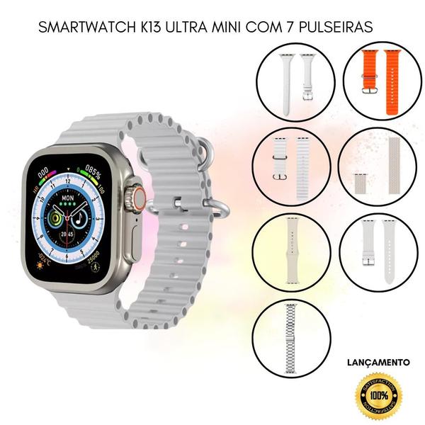 Imagem de Smartwatch K13 Ultra Mini Lançamento Assistente Voz e  7 Pulseiras