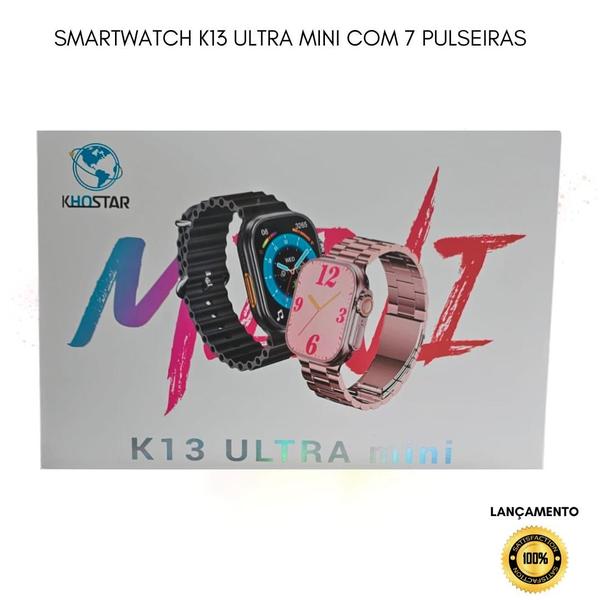 Imagem de Smartwatch K13 Ultra Mini Lançamento Assistente Voz e  7 Pulseiras