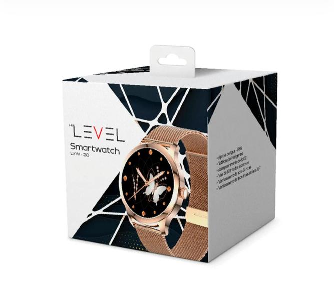 Imagem de Smartwatch LEVEL LVW-30 Dourado, 1,3 Pol, Resistência à Água, Pulseira metal