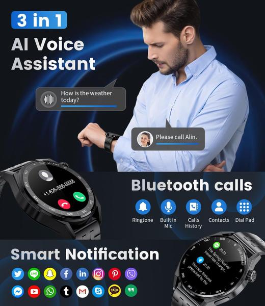 Imagem de Smartwatch LIGE Bluetooth Call 1.39" IP68 para Android/iPhone