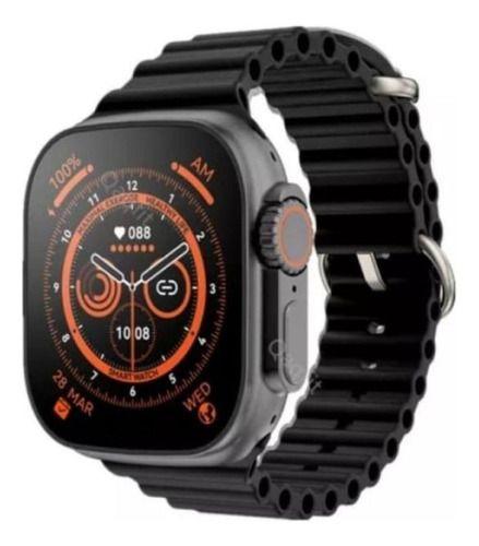 Imagem de Smartwatch Microwear 2023 U9 Ultra Sport 49mm Caixa 49mm De  Metal  Preta, Pulseira  Laranja