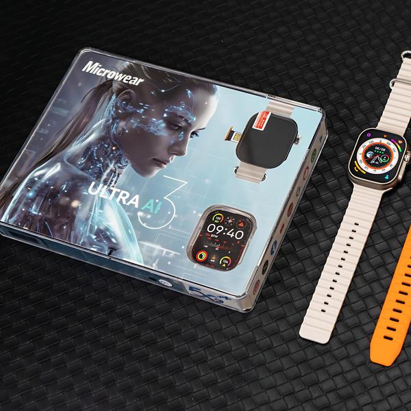 Imagem de Smartwatch Microwear Ai3 Pro 16GB chip 5G celular de pulso câmera integrada sistema android integrado playstore 49mm amoled NFC + 7 Pulseiras