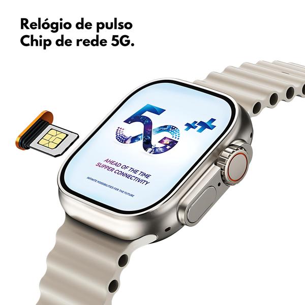 Imagem de Smartwatch Microwear Ai3 Pro 16GB chip 5G celular de pulso câmera integrada sistema android integrado playstore 49mm amoled NFC + 7 Pulseiras