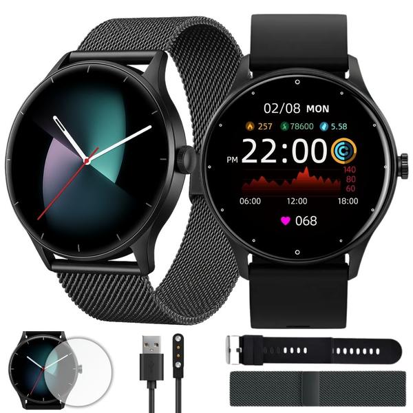Smartwatch Redondo Mini Tela Amoled 40mm Pulseira Metal
