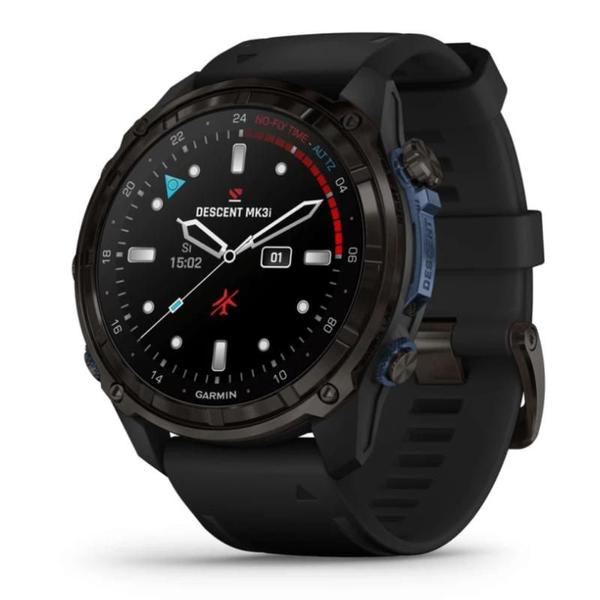 Imagem de Smartwatch Relógio Garmin Descent Mk3i com Monitor Cardíaco de Pulso e GPS Cinza Carbono DLC Ti Preto EMEA