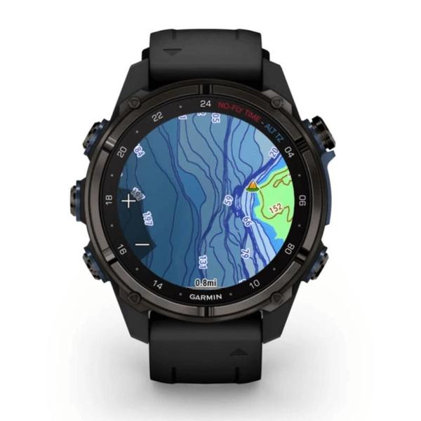 Imagem de Smartwatch Relógio Garmin Descent Mk3si com Monitor Cardíaco de Pulso e GPS Cinza Carbono DLC Ti Preto EMEA 43mm