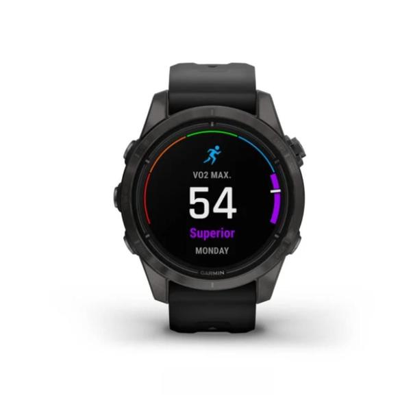 Imagem de Smartwatch Relógio Garmin Epix Pro Gen 2 Safira Cinza Carbono DLC Titânio com pulseira Preta 42mm