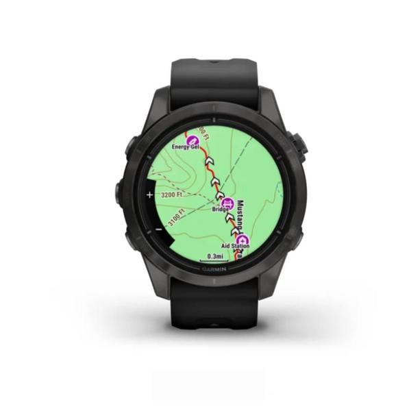 Imagem de Smartwatch Relógio Garmin Epix Pro Gen 2 Safira Cinza Carbono DLC Titânio com pulseira Preta 42mm