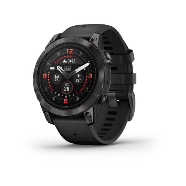 Imagem de Smartwatch Relógio Garmin Epix Pro Gen 2 Safira Cinza Carbono DLC Titânio com pulseira Preta 47mm