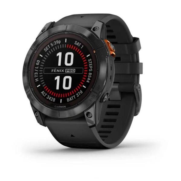 Imagem de Smartwatch Relógio Garmin Fenix 7X Pro Solar Cinza c/ pulseira preta EMEA/AUS/NZ/AFR/SA com Monitor Cardíaco de Pulso com GPS 51mm