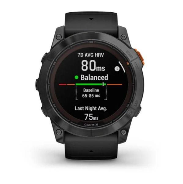 Imagem de Smartwatch Relógio Garmin Fenix 7X Pro Solar Cinza c/ pulseira preta EMEA/AUS/NZ/AFR/SA com Monitor Cardíaco de Pulso com GPS 51mm