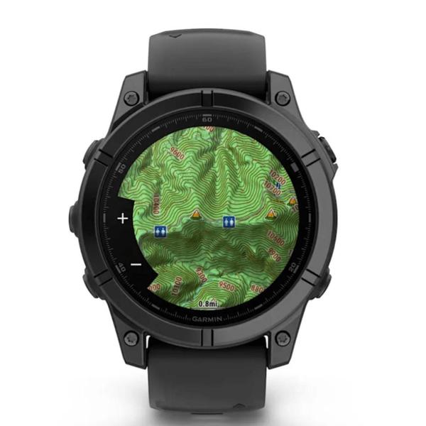 Imagem de Smartwatch Relógio Garmin Fenix E Aço cinza ardósia com Pulseira de Silicone Preta 47mm