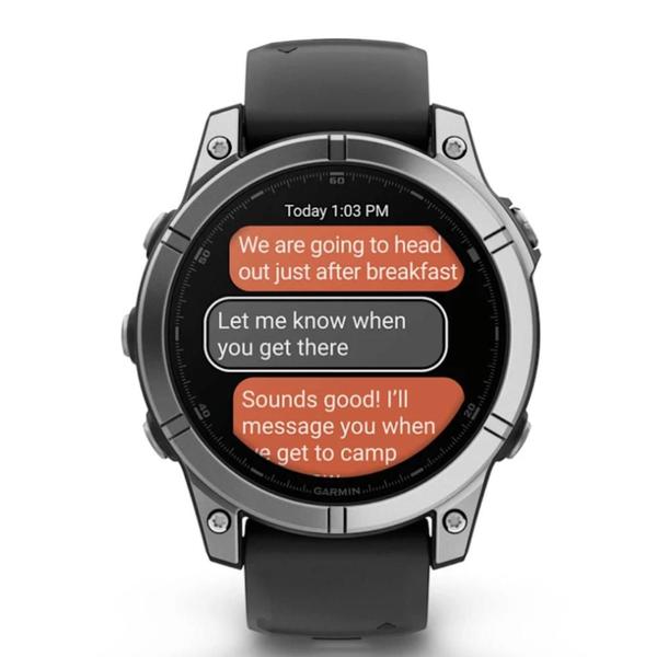 Imagem de Smartwatch Relógio Garmin Fenix E Aço Inoxidável com Pulseira de Silicone Preta 47mm