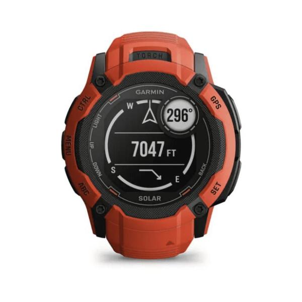 Imagem de Smartwatch Relógio Garmin Instinct 2X Solar Vermelho com Monitor Cardíaco de Pulso e GPS 50mm