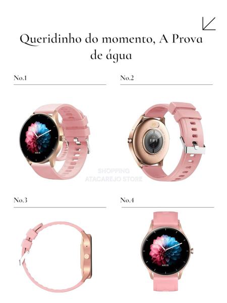 Imagem de Smartwatch Relogio Inteligente Prova Dagua Esportes Multi-Funções Preto e Rosa