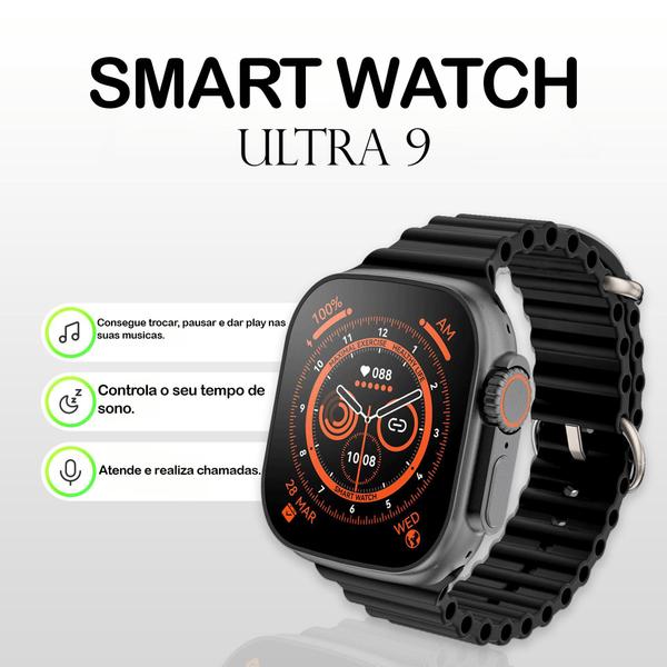 Imagem de Smartwatch Relogio Inteligente Ultra 9 Preto A Prova D'gua