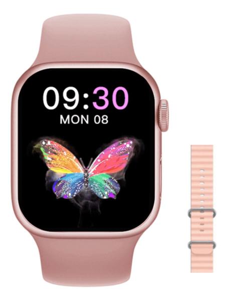 Imagem de Smartwatch S28 Pro Rosa Para Android e IOS Masculino E Femenino Pulseira Extra