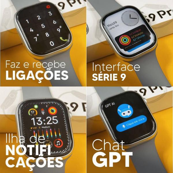 Imagem de Smartwatch S9 PRO série 9 Original Chat GPT comando de voz gestos chamadas resistente a água GSwear