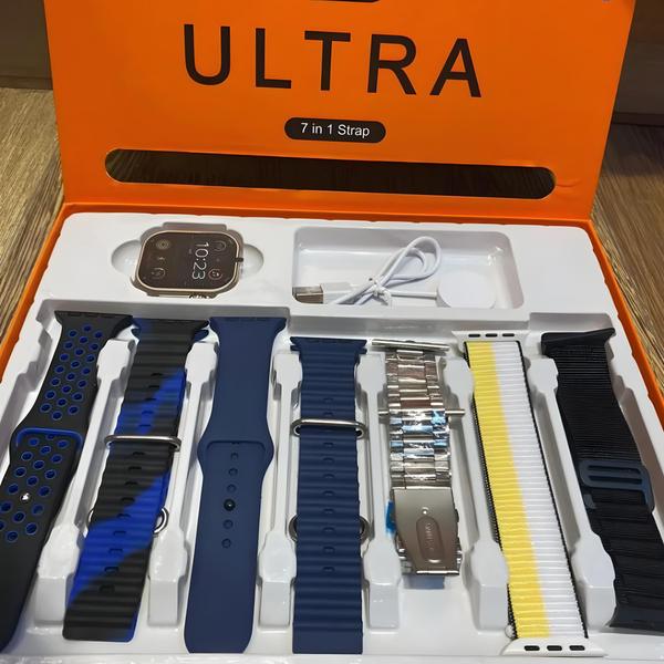 Imagem de Smartwatch Serie 9 Ultra + 7 Pulseiras modos esportivos aferimentos de saúde bluetooth Android e iOs Masculino e Feminino