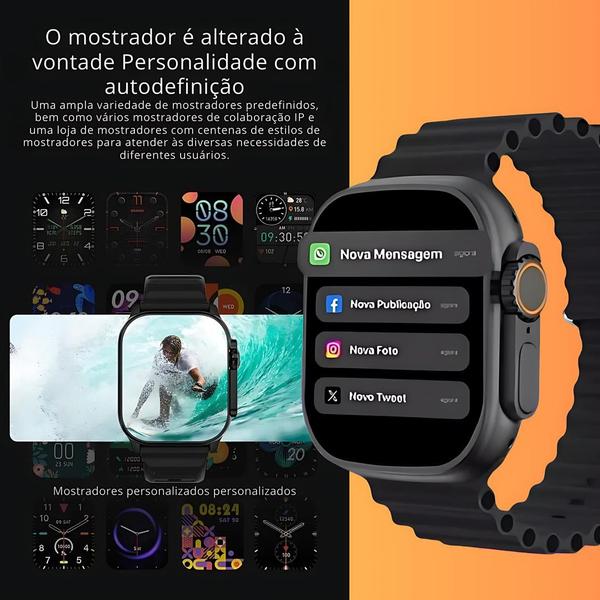 Imagem de Smartwatch Serie 9 Ultra S Microwear GPS, chamadas, NFC, IA chat GPT, esportes, monitor de saúde relógio Masculino Feminino