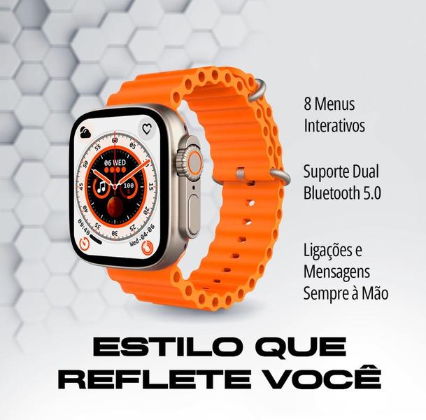 Imagem de Smartwatch Series 10 Ultra W69+ Plus Nfc Super Amoled 2GB Laranja