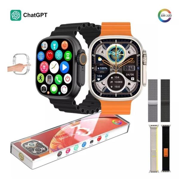 Imagem de Smartwatch Series 10 Ultra W69+ Ultra 3 Prova de Agua Plus Nfc Super Amoled 2GB Laranja