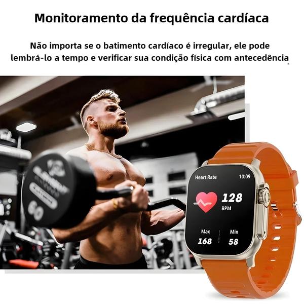 Imagem de Smartwatch T800 U2 49mm com NFC, GPS, Bluetooth, Chamada, Jogos e Carregamento Sem Fio