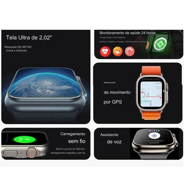 Imagem de SmartWatch T800 Ultra IP67 Bluetooth Notificações Modo Esportivo Tela Full HD