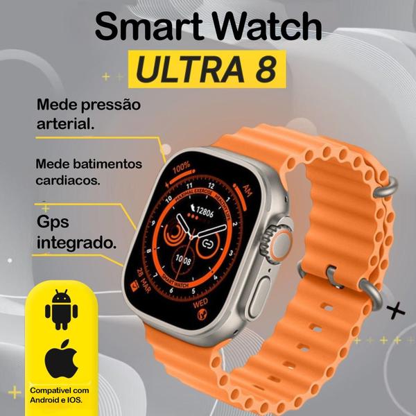 Imagem de Smartwatch Ultra 8 Laranja - Entrega Expressa para Você!