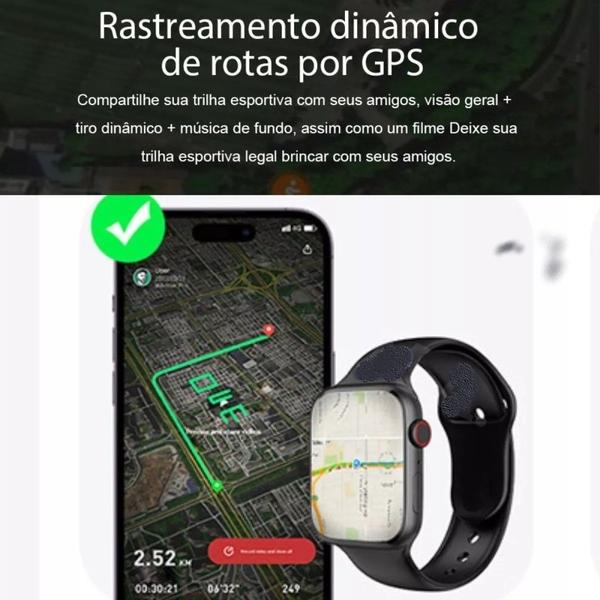 Imagem de Smartwatch Ultra 9 U9 Serie 9 Ligaç. Rede Social+Saúde GPS + Puls. Metal+Película