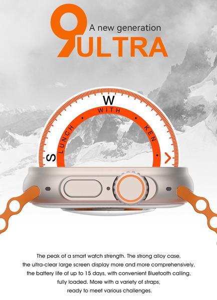 Imagem de Smartwatch Ultra 9 U9 Serie 9 Ligaç. Rede Social+Saúde GPS + Pulseira+Película