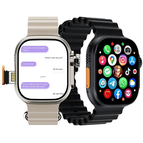 Imagem de Smartwatch Ultra Ai3 PRO 16GB chip 4G câmera frontal rotativa integrada apps playstore tela amoled 49mm NFC + 4 Pulseiras