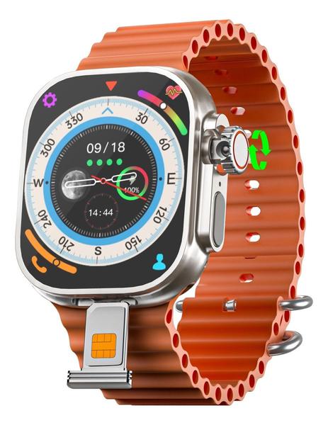 Smartwatch Ultra Laranja 3 AI Chip 5G 16GB Para Esportes A Prova D'Água Funciona com Ligações - HPS Store Imagem de Smartwatch Ultra Laranja 3 AI Chip 5G 16GB Para Esportes A Prova D'Água Funciona com Ligações