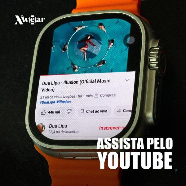 Smartwatch Ultra Laranja 3 AI Chip 5G 16GB Para Esportes Resistente à Água Funciona com Ligações - HPS Store Imagem de Smartwatch Ultra Laranja 3 AI Chip 5G 16GB Para Esportes Resistente à Água Funciona com Ligações