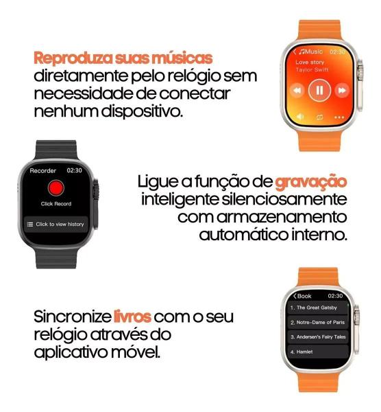 Imagem de Smartwatch Ultra X10 49mm Serie Nfc Gps 2 Pulseiras ( Laranja )